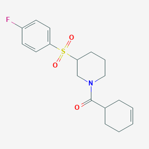 molecular formula C18H22FNO3S B2377933 Cyclohex-3-en-1-yl(3-((4-fluorophenyl)sulfonyl)piperidin-1-yl)methanone CAS No. 1797893-20-9