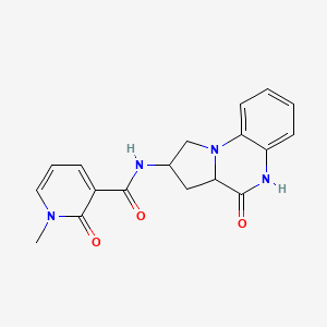 molecular formula C18H18N4O3 B2377941 1-甲基-2-氧代-N-(4-氧代-1,2,3,3a,4,5-六氢吡咯并[1,2-a]喹喔啉-2-基)-1,2-二氢吡啶-3-甲酰胺 CAS No. 2034206-68-1
