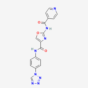 molecular formula C17H12N8O3 B2377944 N-(4-(1H-四唑-1-基)苯基)-2-(异烟酰胺)恶唑-4-甲酰胺 CAS No. 1797173-77-3