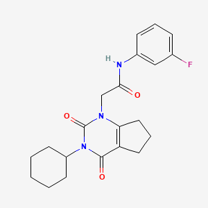molecular formula C21H24FN3O3 B2377961 2-(3-cyclohexyl-2,4-dioxo-2,3,4,5,6,7-hexahydro-1H-cyclopenta[d]pyrimidin-1-yl)-N-(3-fluorophenyl)acetamide CAS No. 1018156-55-2