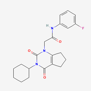 molecular formula C21H24FN3O3 B2377961 2-(3-环己基-2,4-二氧代-2,3,4,5,6,7-六氢-1H-环戊[d]嘧啶-1-基)-N-(3-氟苯基)乙酰胺 CAS No. 1018156-55-2