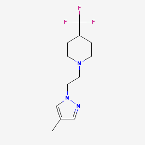 molecular formula C12H18F3N3 B2377970 1-[2-(4-Methylpyrazol-1-yl)ethyl]-4-(trifluoromethyl)piperidine CAS No. 2415465-96-0