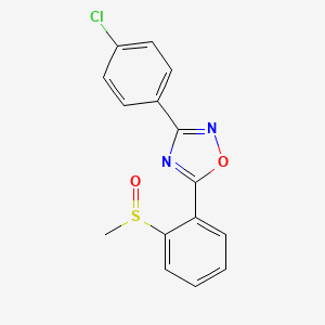 molecular formula C15H11ClN2O2S B2377973 3-(4-Chlorophenyl)-5-[2-(methylsulfinyl)phenyl]-1,2,4-oxadiazole CAS No. 339015-66-6