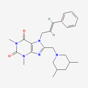 7-cinnamyl-8-((3,5-dimethylpiperidin-1-yl)methyl)-1,3-dimethyl-1H-purine-2,6(3H,7H)-dione