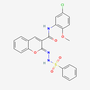 (2Z)-2-(benzenesulfonylhydrazinylidene)-N-(5-chloro-2-methoxyphenyl)chromene-3-carboxamide