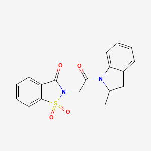 molecular formula C18H16N2O4S B2377991 2-(2-(2-methylindolin-1-yl)-2-oxoethyl)benzo[d]isothiazol-3(2H)-one 1,1-dioxide CAS No. 451512-90-6