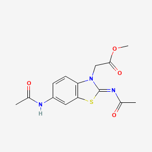 molecular formula C14H15N3O4S B2377995 Methyl 2-(6-acetamido-2-acetylimino-1,3-benzothiazol-3-yl)acetate CAS No. 897734-31-5