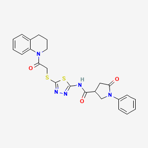 N-(5-((2-(3,4-dihydroquinolin-1(2H)-yl)-2-oxoethyl)thio)-1,3,4-thiadiazol-2-yl)-5-oxo-1-phenylpyrrolidine-3-carboxamide