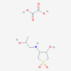 3-Hydroxy-4-[(2-hydroxypropyl)amino]-1$l^{6}-thiolane-1,1-dione; oxalic acid