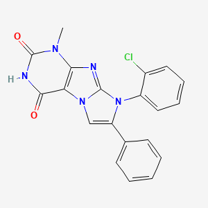 molecular formula C20H14ClN5O2 B2377999 8-(2-chlorophenyl)-1-methyl-7-phenyl-1H-imidazo[2,1-f]purine-2,4(3H,8H)-dione CAS No. 896299-51-7
