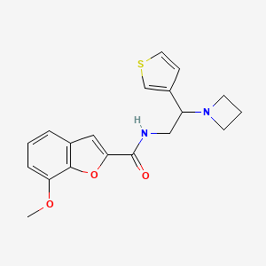 molecular formula C19H20N2O3S B2378002 N-(2-(azetidin-1-yl)-2-(thiophen-3-yl)ethyl)-7-methoxybenzofuran-2-carboxamide CAS No. 2034567-81-0