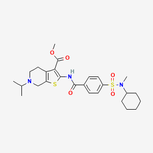 molecular formula C26H35N3O5S2 B2378011 2-(4-(N-环己基-N-甲基磺酰胺基)苯甲酰胺基)-6-异丙基-4,5,6,7-四氢噻吩并[2,3-c]吡啶-3-甲酸甲酯 CAS No. 489470-61-3