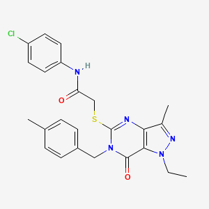 molecular formula C24H24ClN5O2S B2378015 N-(4-chlorophenyl)-2-((1-ethyl-3-methyl-6-(4-methylbenzyl)-7-oxo-6,7-dihydro-1H-pyrazolo[4,3-d]pyrimidin-5-yl)thio)acetamide CAS No. 1358372-90-3