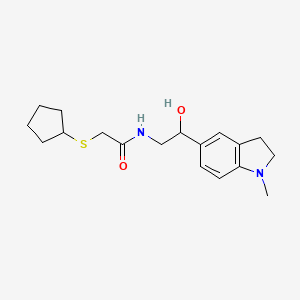 2-(cyclopentylthio)-N-(2-hydroxy-2-(1-methylindolin-5-yl)ethyl)acetamide