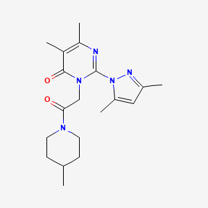 2-(3,5-dimethyl-1H-pyrazol-1-yl)-5,6-dimethyl-3-(2-(4-methylpiperidin-1-yl)-2-oxoethyl)pyrimidin-4(3H)-one