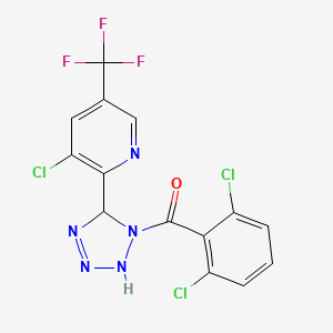 molecular formula C14H7Cl3F3N5O B2378049 [5-[3-Chloro-5-(trifluoromethyl)pyridin-2-yl]-2,5-dihydrotetrazol-1-yl]-(2,6-dichlorophenyl)methanone CAS No. 2059493-26-2