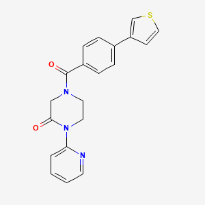 molecular formula C20H17N3O2S B2378053 1-(Pyridin-2-yl)-4-(4-(thiophen-3-yl)benzoyl)piperazin-2-one CAS No. 2309748-43-2