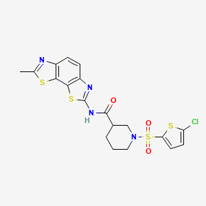 molecular formula C19H17ClN4O3S4 B2378054 1-((5-chlorothiophen-2-yl)sulfonyl)-N-(7-methylbenzo[1,2-d:4,3-d']bis(thiazole)-2-yl)piperidine-3-carboxamide CAS No. 921803-03-4