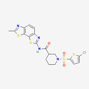 molecular formula C19H17ClN4O3S4 B2378054 1-((5-Chlorthiophen-2-yl)sulfonyl)-N-(7-Methylbenzo[1,2-d:4,3-d']bis(thiazol)-2-yl)piperidin-3-carboxamid CAS No. 921803-03-4