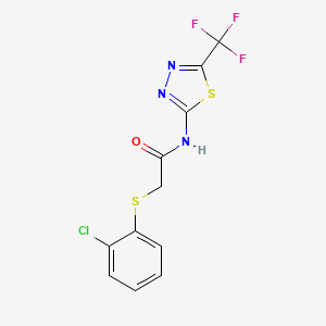 molecular formula C11H7ClF3N3OS2 B2378068 2-[(2-chlorophenyl)sulfanyl]-N-[5-(trifluoromethyl)-1,3,4-thiadiazol-2-yl]acetamide CAS No. 339013-82-0