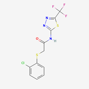 molecular formula C11H7ClF3N3OS2 B2378068 2-[(2-氯苯基)硫代]-N-[5-(三氟甲基)-1,3,4-噻二唑-2-基]乙酰胺 CAS No. 339013-82-0