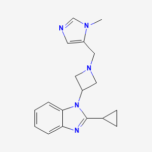 molecular formula C18H21N5 B2378074 2-Cyclopropyl-1-[1-[(3-methylimidazol-4-yl)methyl]azetidin-3-yl]benzimidazole CAS No. 2380080-30-6