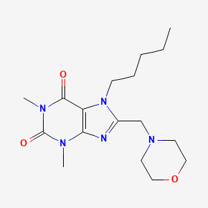 molecular formula C17H27N5O3 B2378092 1,3-dimethyl-8-(morpholin-4-ylmethyl)-7-pentyl-3,7-dihydro-1H-purine-2,6-dione CAS No. 586991-62-0