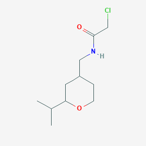molecular formula C11H20ClNO2 B2378112 2-Chloro-N-[(2-propan-2-yloxan-4-yl)methyl]acetamide CAS No. 2411314-75-3