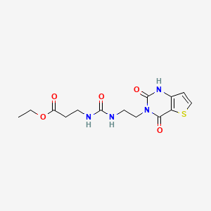molecular formula C14H18N4O5S B2378115 ethyl 3-(3-(2-(2,4-dioxo-1,2-dihydrothieno[3,2-d]pyrimidin-3(4H)-yl)ethyl)ureido)propanoate CAS No. 2034285-77-1