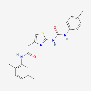 molecular formula C21H22N4O2S B2378133 N-(2,5-dimethylphenyl)-2-(2-(3-(p-tolyl)ureido)thiazol-4-yl)acetamide CAS No. 921465-79-4