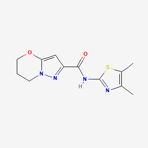 molecular formula C12H14N4O2S B2378157 N-(4,5-dimethylthiazol-2-yl)-6,7-dihydro-5H-pyrazolo[5,1-b][1,3]oxazine-2-carboxamide CAS No. 1448129-51-8