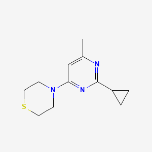 molecular formula C12H17N3S B2378159 4-(2-Cyclopropyl-6-methylpyrimidin-4-yl)thiomorpholine CAS No. 2034606-75-0