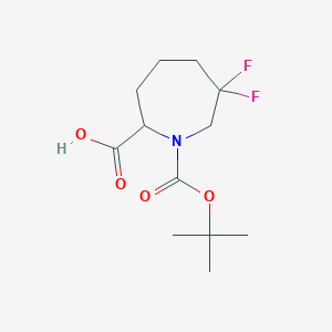 molecular formula C12H19F2NO4 B2378167 6,6-Difluoro-1-[(2-methylpropan-2-yl)oxycarbonyl]azepane-2-carboxylic acid CAS No. 2375268-29-2