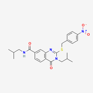 molecular formula C24H28N4O4S B2378173 N,3-二异丁基-2-((4-硝基苄基)硫代)-4-氧代-3,4-二氢喹唑啉-7-甲酰胺 CAS No. 1115486-49-1