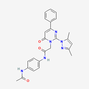 molecular formula C25H24N6O3 B2378177 N-(4-acetamidophenyl)-2-(2-(3,5-dimethyl-1H-pyrazol-1-yl)-6-oxo-4-phenylpyrimidin-1(6H)-yl)acetamide CAS No. 1019106-65-0