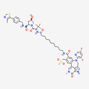 N-[11-({7-(3,5-difluoropyridin-2-yl)-2-methyl-10-[(methylsulfonyl)methyl]-3-oxo-3,4,6,7-tetrahydro-2H-2,4,7-triazadibenzo[cd,f]azulene-9-carbonyl}amino)undecanoyl]-3-methyl-L-valyl-(4R)-4-hydroxy-N-{[4-(4-methyl-1,3-thiazol-5-yl)phenyl]methyl}-L-prolinamide