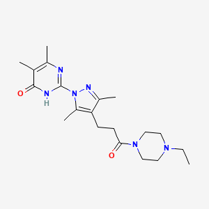 2-(4-(3-(4-ethylpiperazin-1-yl)-3-oxopropyl)-3,5-dimethyl-1H-pyrazol-1-yl)-5,6-dimethylpyrimidin-4(3H)-one