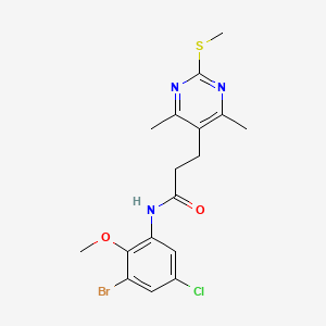 molecular formula C17H19BrClN3O2S B2378208 N-(3-bromo-5-chloro-2-methoxyphenyl)-3-(4,6-dimethyl-2-methylsulfanylpyrimidin-5-yl)propanamide CAS No. 1090673-00-9