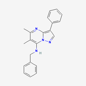 molecular formula C21H20N4 B2378222 N-苄基-5,6-二甲基-3-苯基吡唑并[1,5-a]嘧啶-7-胺 CAS No. 900290-86-0