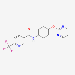 molecular formula C17H17F3N4O2 B2378223 N-((1r,4r)-4-(pyrimidin-2-yloxy)cyclohexyl)-6-(trifluoromethyl)nicotinamide CAS No. 2034248-21-8