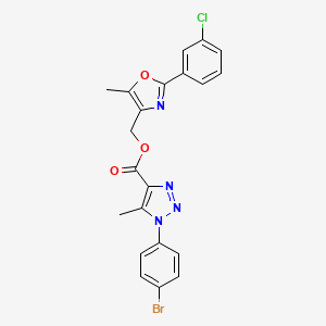 molecular formula C21H16BrClN4O3 B2378227 (2-(3-氯苯基)-5-甲基恶唑-4-基)甲基 1-(4-溴苯基)-5-甲基-1H-1,2,3-三唑-4-羧酸酯 CAS No. 946295-17-6