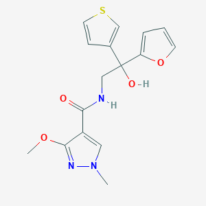 molecular formula C16H17N3O4S B2378229 N-(2-(furan-2-yl)-2-hydroxy-2-(thiophen-3-yl)ethyl)-3-methoxy-1-methyl-1H-pyrazole-4-carboxamide CAS No. 2034260-45-0