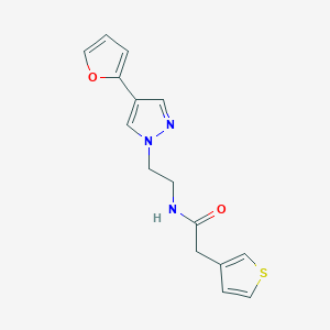 molecular formula C15H15N3O2S B2378234 N-(2-(4-(呋喃-2-基)-1H-吡唑-1-基)乙基)-2-(噻吩-3-基)乙酰胺 CAS No. 2034512-38-2