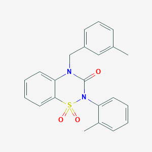 molecular formula C22H20N2O3S B2378237 4-(3-methylbenzyl)-2-(2-methylphenyl)-2H-1,2,4-benzothiadiazin-3(4H)-one 1,1-dioxide CAS No. 941906-62-3