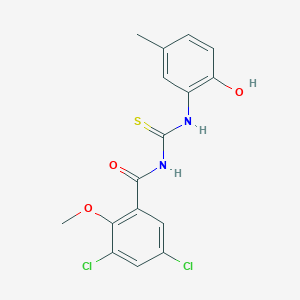 molecular formula C16H14Cl2N2O3S B237824 3,5-dichloro-N-[(2-hydroxy-5-methylphenyl)carbamothioyl]-2-methoxybenzamide 