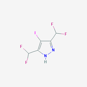 molecular formula C5H3F4IN2 B2378252 3,5-Bis(difluoromethyl)-4-iodopyrazole CAS No. 1962979-23-2