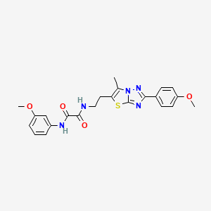 molecular formula C23H23N5O4S B2378264 N1-(3-methoxyphenyl)-N2-(2-(2-(4-methoxyphenyl)-6-methylthiazolo[3,2-b][1,2,4]triazol-5-yl)ethyl)oxalamide CAS No. 896319-95-2