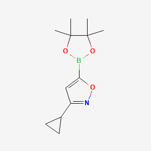 molecular formula C12H18BNO3 B2378269 3-Cyclopropyl-5-(4,4,5,5-tetramethyl-1,3,2-dioxaborolan-2-yl)-1,2-oxazole CAS No. 2246679-09-2