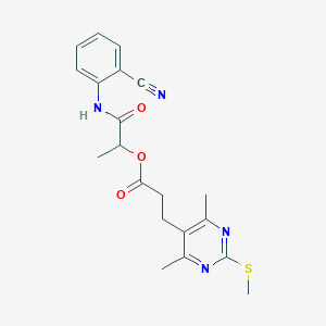 1-[(2-Cyanophenyl)carbamoyl]ethyl 3-[4,6-dimethyl-2-(methylsulfanyl)pyrimidin-5-yl]propanoate