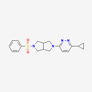 molecular formula C19H22N4O2S B2378296 5-(Benzenesulfonyl)-2-(6-cyclopropylpyridazin-3-yl)-1,3,3a,4,6,6a-hexahydropyrrolo[3,4-c]pyrrole CAS No. 2415553-27-2